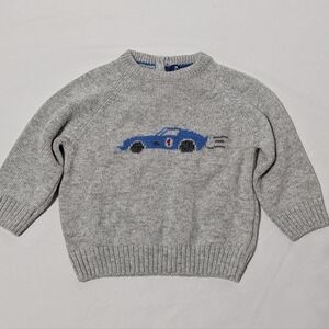 Trotters London Cashmere Blend Baby Sweater | Race Car Knit | 6–12 Months